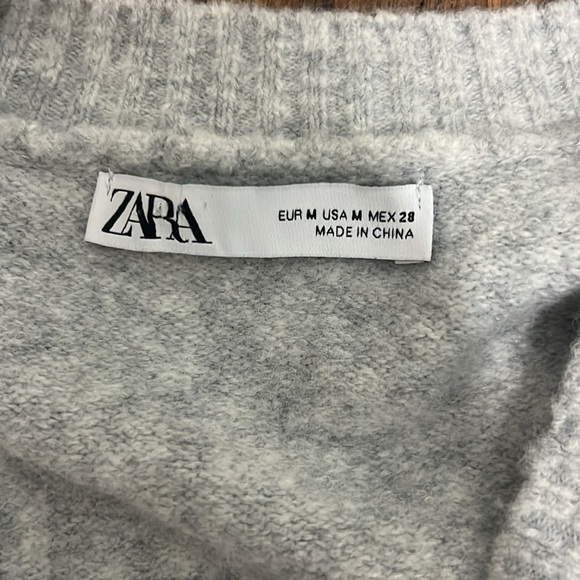 Zara cardigan Sweater knit contrast tulle grey with sheer tulle size Medium NWOT - Picture 4 of 7